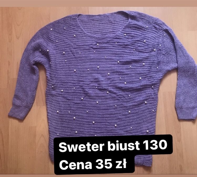 Sweter z perełkami biust 120/130