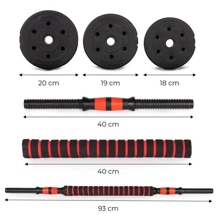 HANTLE Bitumiczne 2x10 kg Ciężary REGULOWANE 20 kg  Zestaw XXL SZTANGA