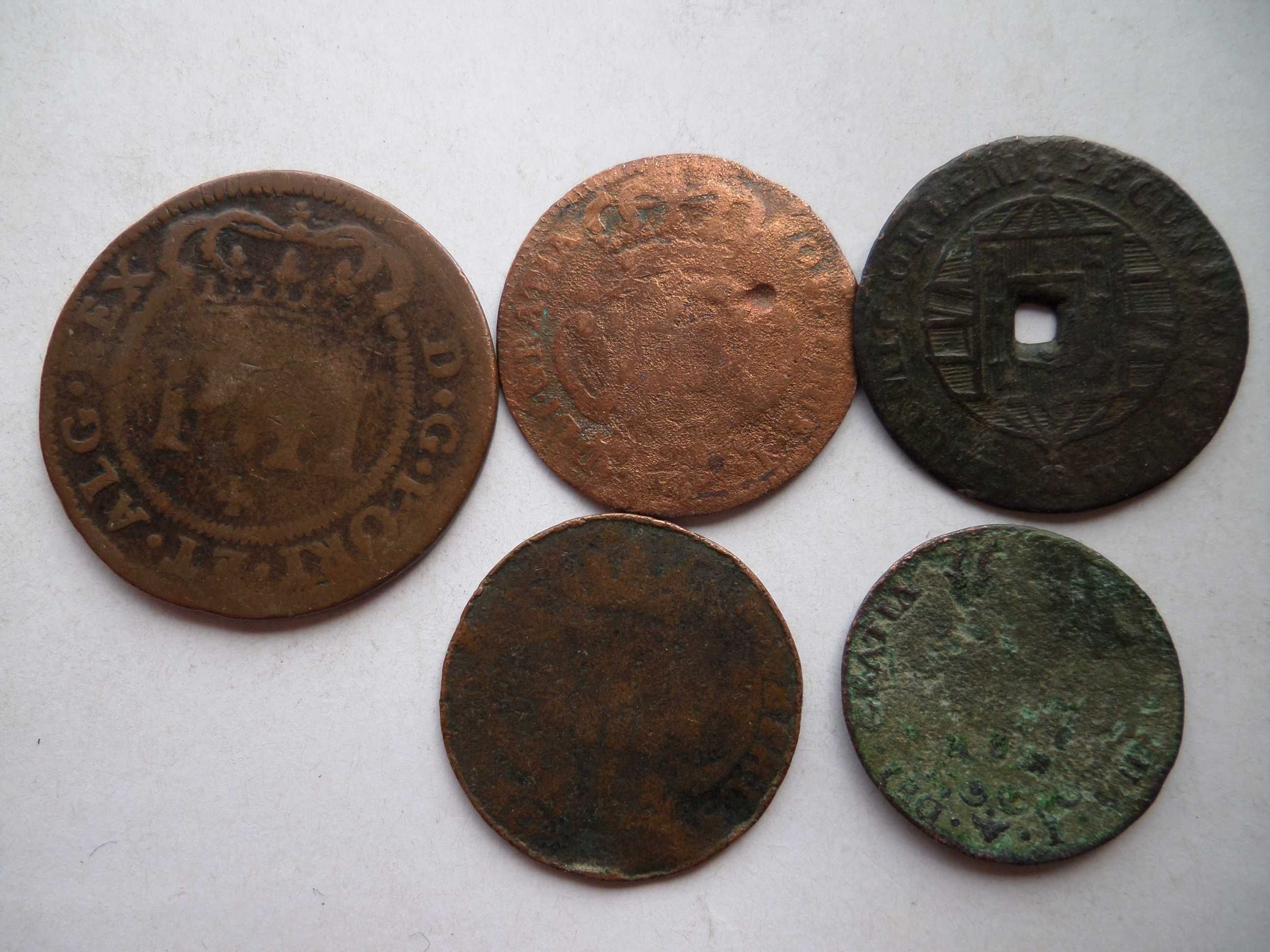 5 moedas da Monarquia Portuguesa  (Reis) Século XVIII e XIX