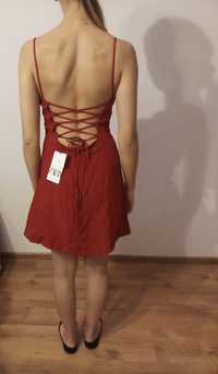 Czerwona sukienka Zara wiazana na plecach nowa M 38