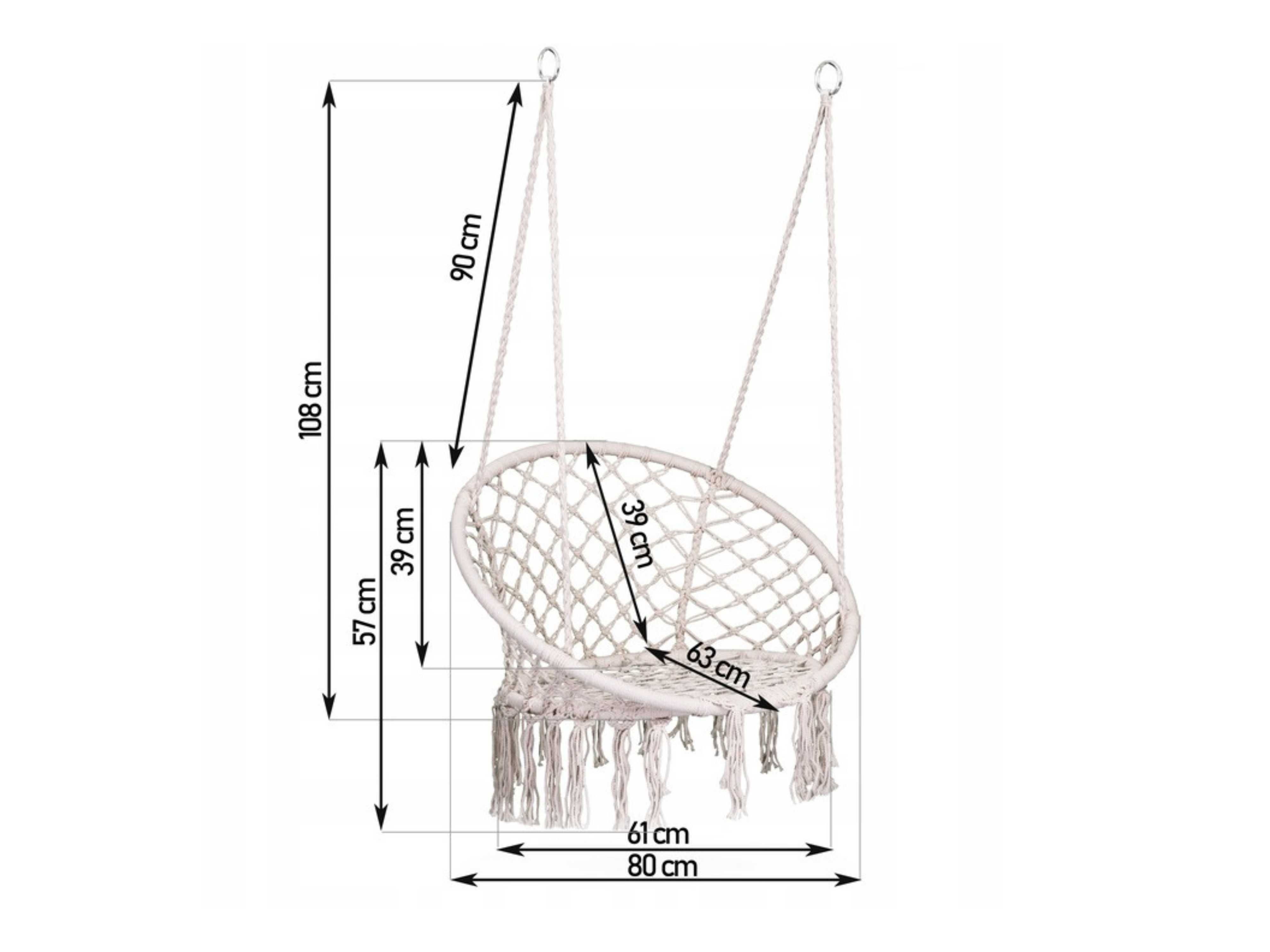 SOLIDNY‼️ Fotel Wiszący Bocianie Gniazdo Huśtawka Ogrodowa BOHO 120 cm