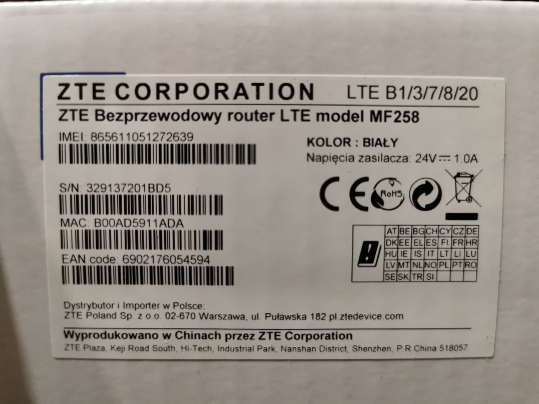 Modem ZTE MF-258 z gwarancją zewnętrzy