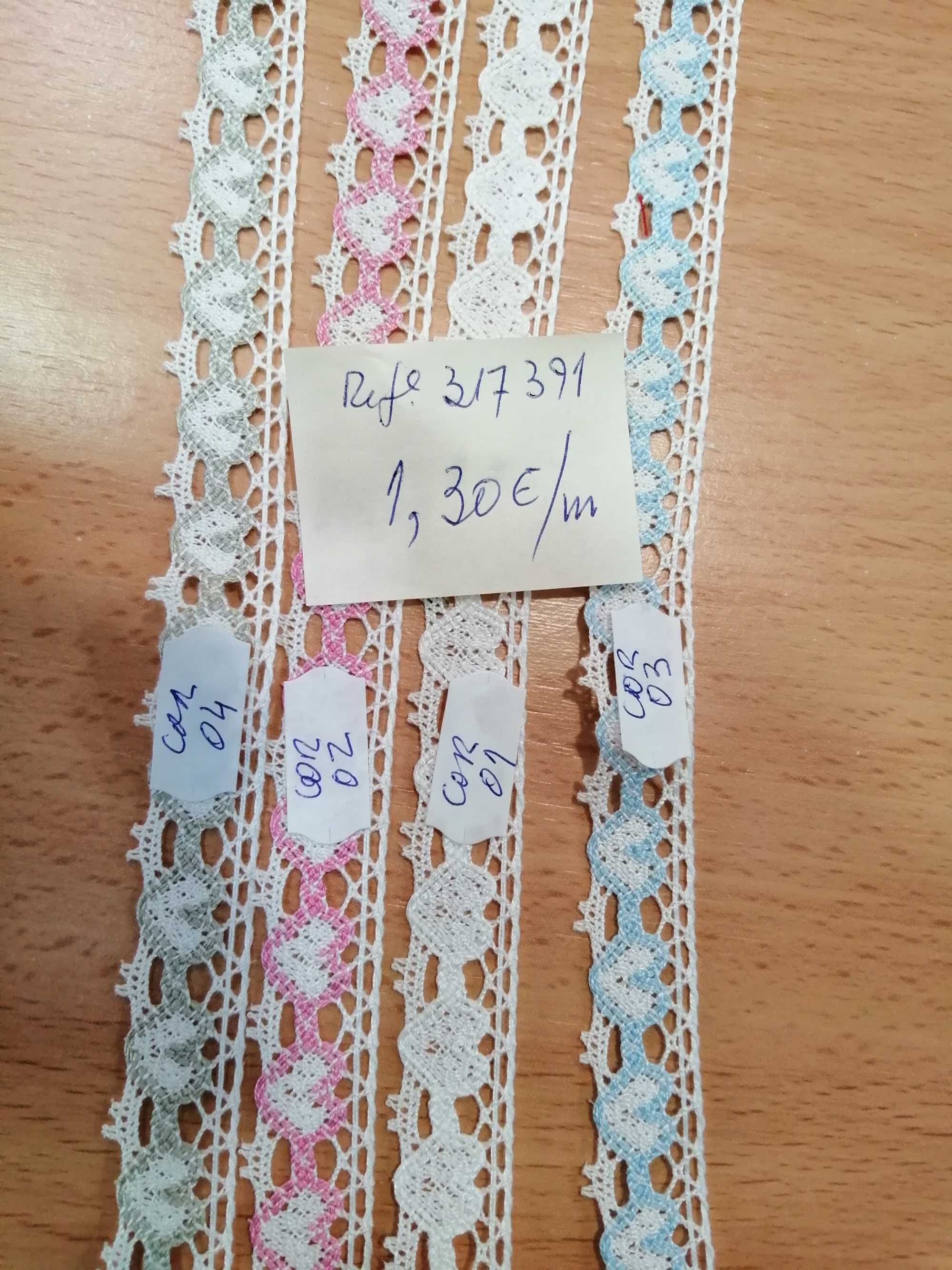 Vende-se em Saldo, 587 mt de Rendas 100% algodão Mercerizado