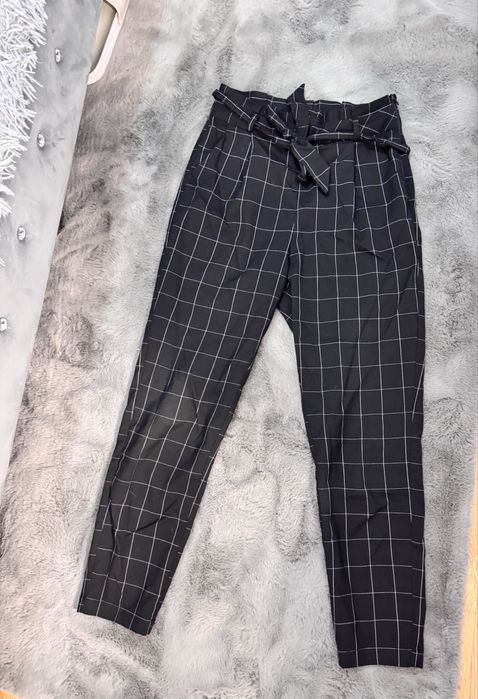 Spodnie w kratkę wysoki stan S