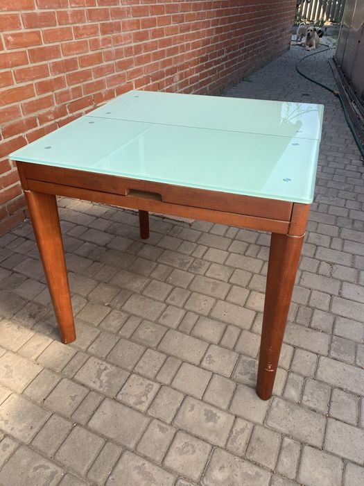 Стол обеденный стеклянный+дерево, раздвижной продам