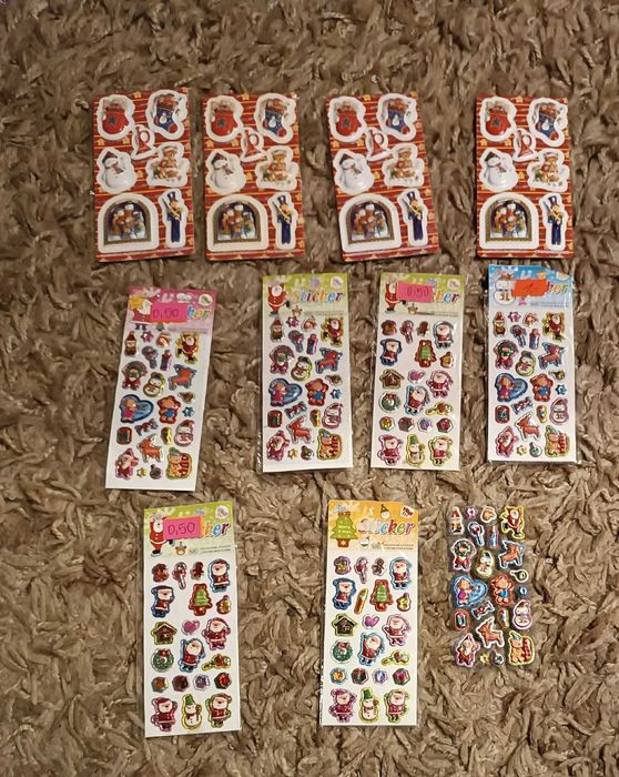 Naklejki puchate na świąteczne prezenty 10 listków + 1 GRATIS