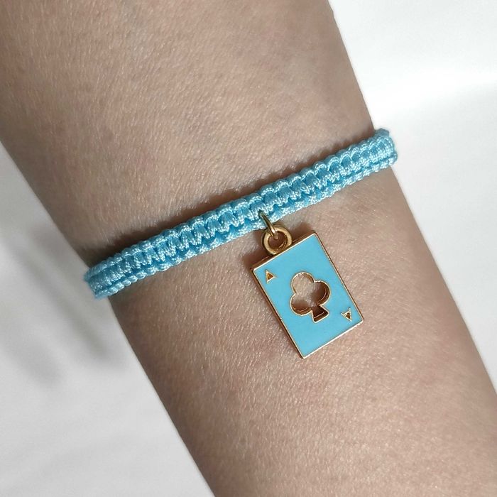 B501 Bransoletka Karta do gry AS makrama pleciona Handmade Rękodzieło