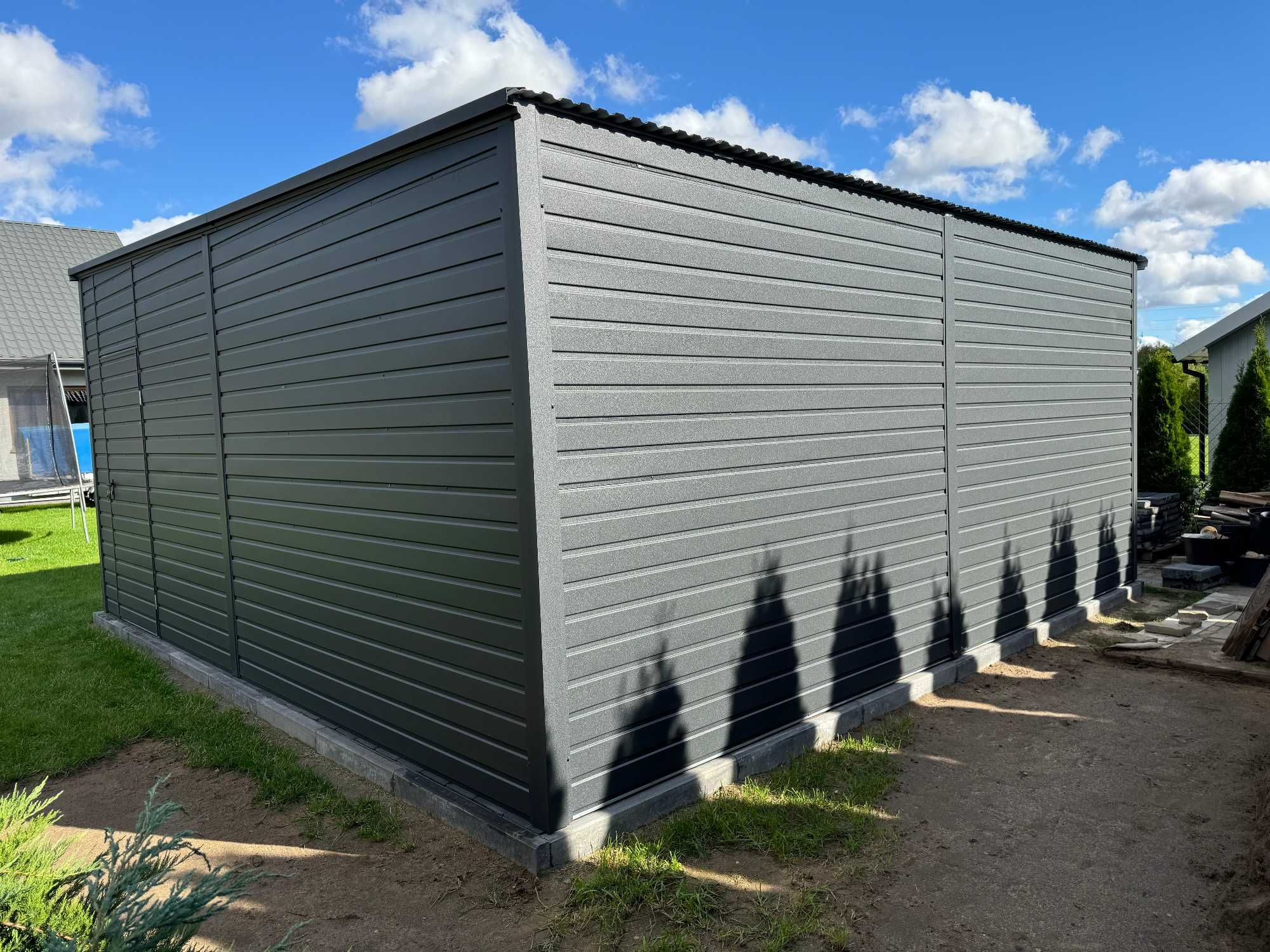 Garaż blaszany 6x5.8m, grafit, profil ocynkowany