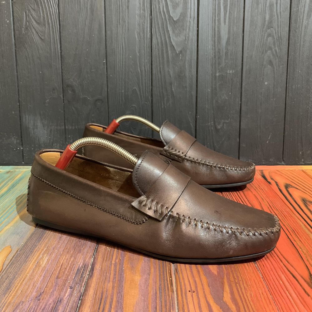 Кожаные мокасины Santoni 41.5 размер 26.5 см