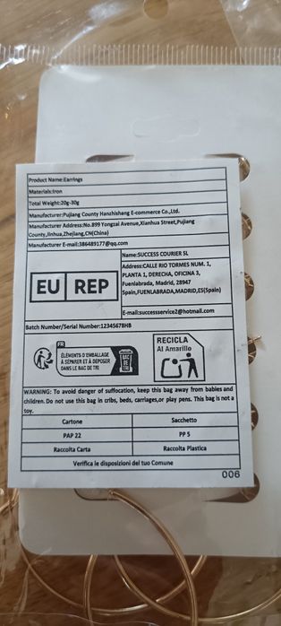 6 par kolczyków zestaw koła kolor złoty