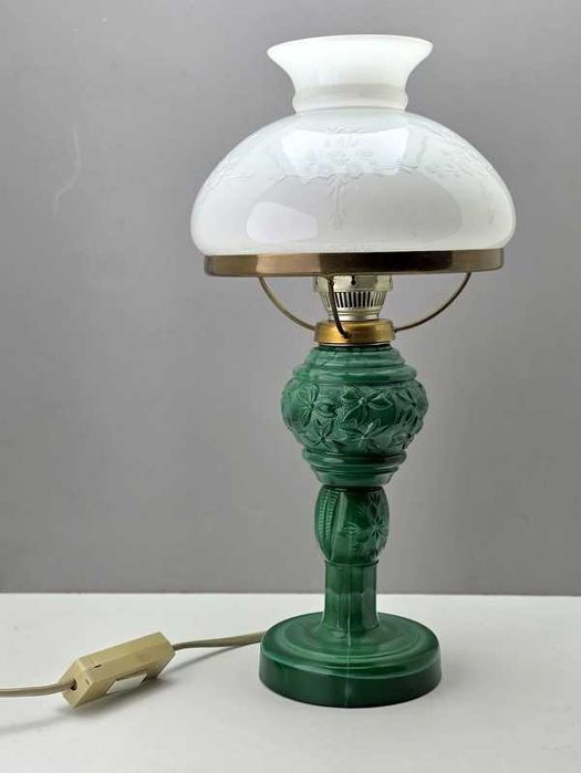 Malachitowa Lampka stołowa Curt Schlevogt lat 60-te