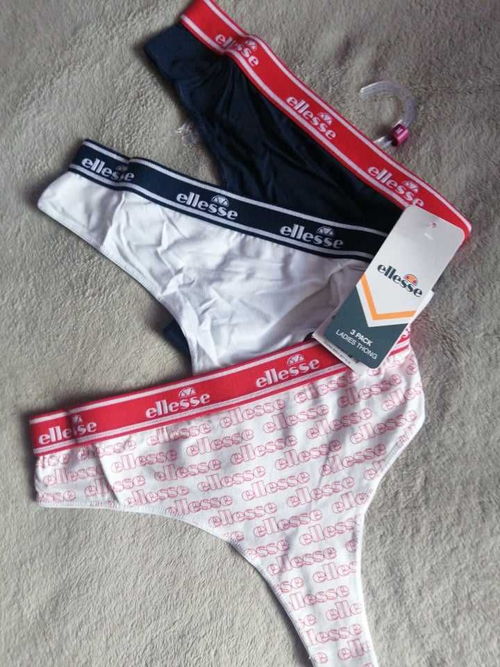 ELLESSE 3 x Thong Nowe Stringi Majtki Damskie Roz M Oryginalne 100%