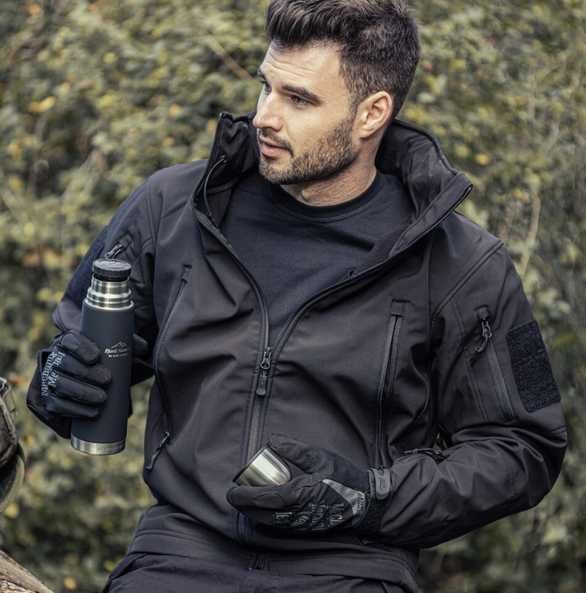 Костюм softshell чоловічий на флісі чорний