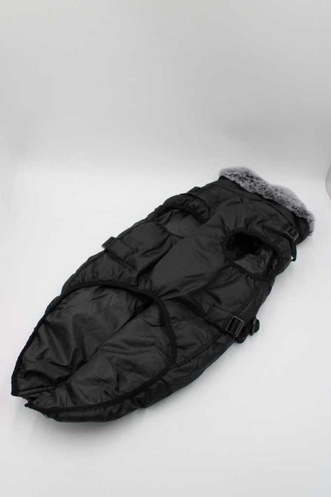 Ciepła kurtka dla dużego psa My World My Rules 5XL Czarny/Szary