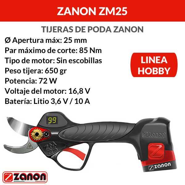 Tesoura Elétrica Zanon ZM 25 com 3 Baterias