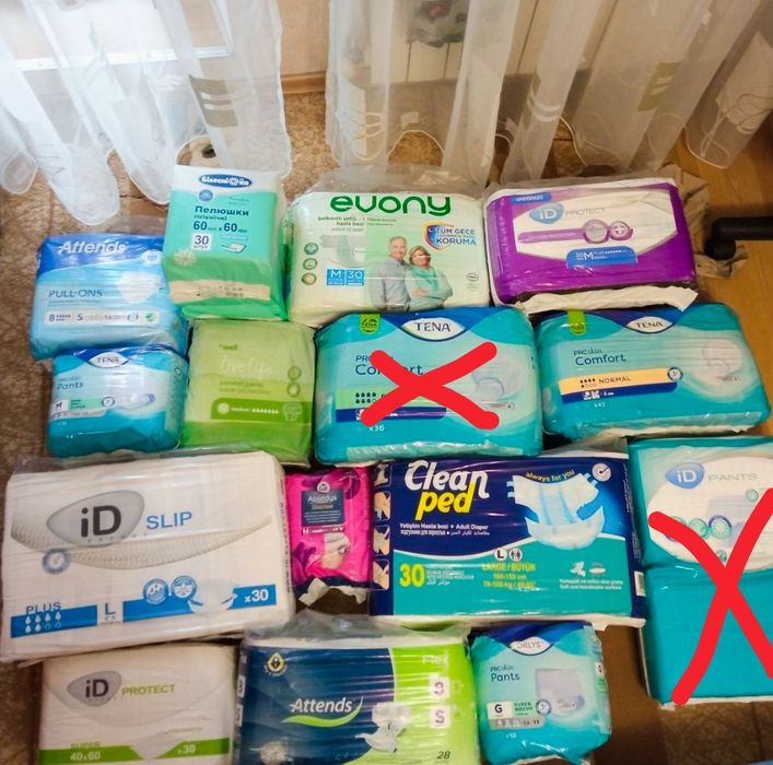 Памперси , Tena, Id protect, Clen Ped, Evony, Holder,Orlys,live life,s