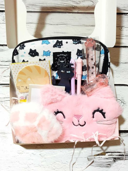 Подарунковий набір подарунок для дівчинки пенал канцелярія з котами