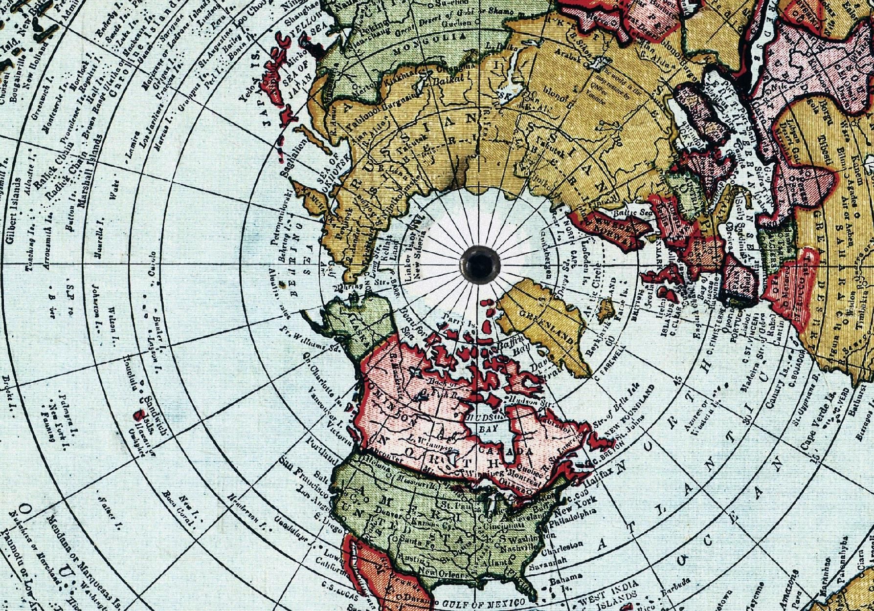 Płaska ziemia / New standard map of the world Gleason - 70x50cm