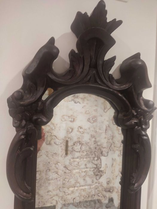 Espelho castanho escuro acabamento antigo