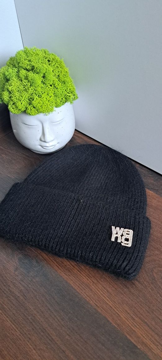 Czapka z kaszmirem wang czarna