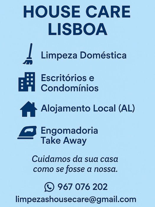 Serviços de limpeza e engomadoria– Lisboa