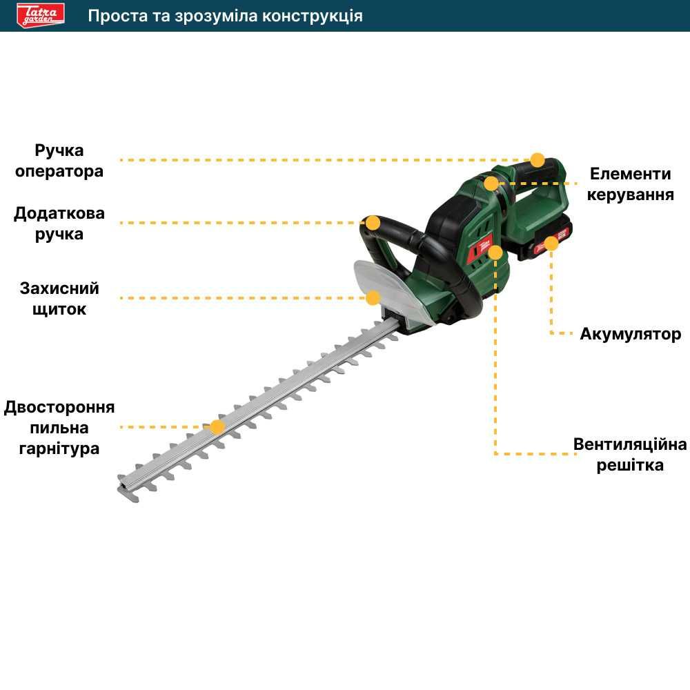 Кущоріз акумуляторний Tatra Garden BCA 20 (з АКБ і ЗП)