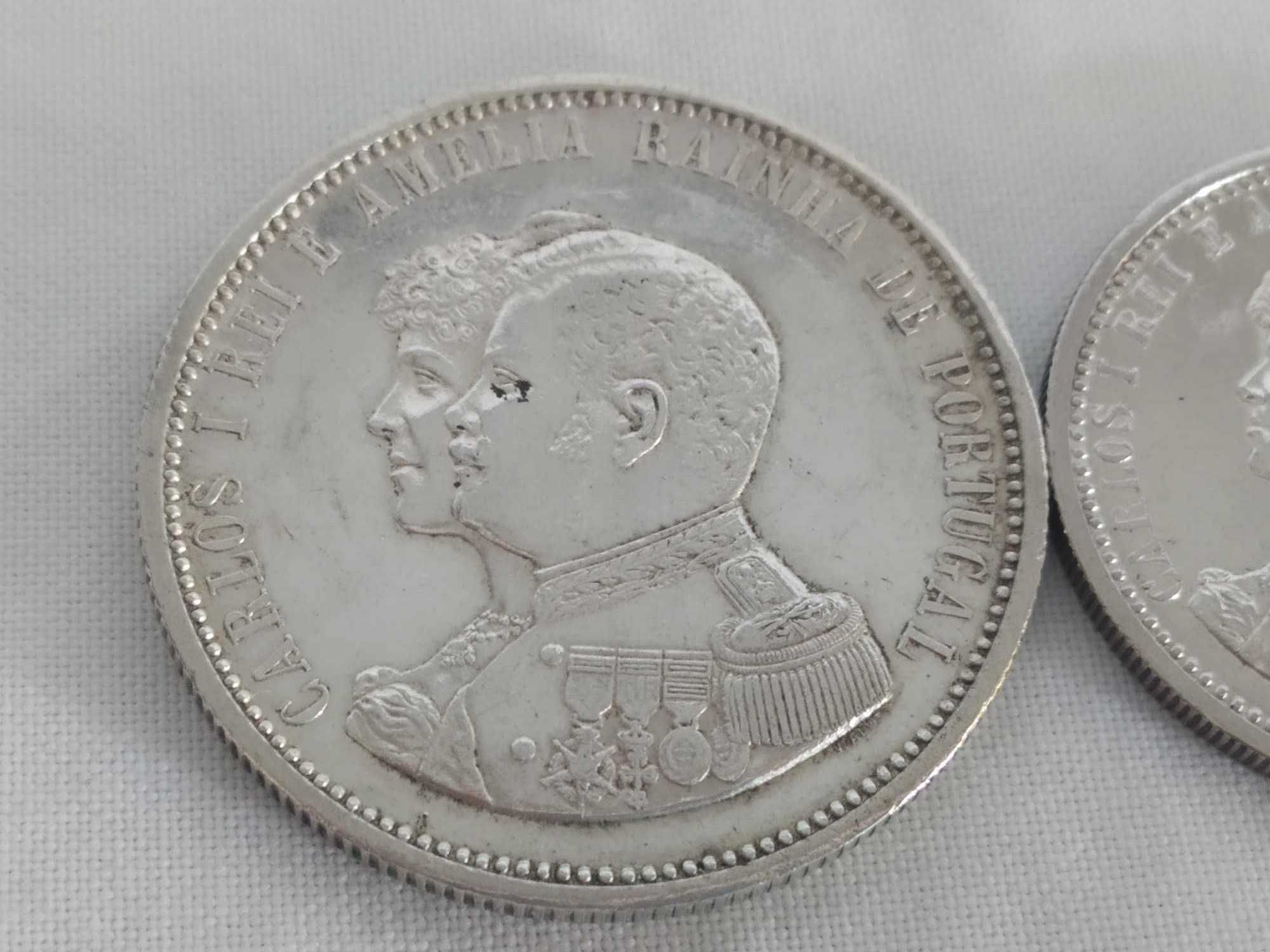 moeda Reis prata D. Carlos I D. Amélia de 1898 - IV Cent da Desc Índia