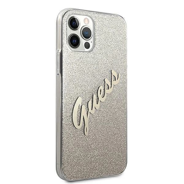 Etui Guess Glitter Gradient Script na iPhone 12 / iPhone 12 Pro - złot
