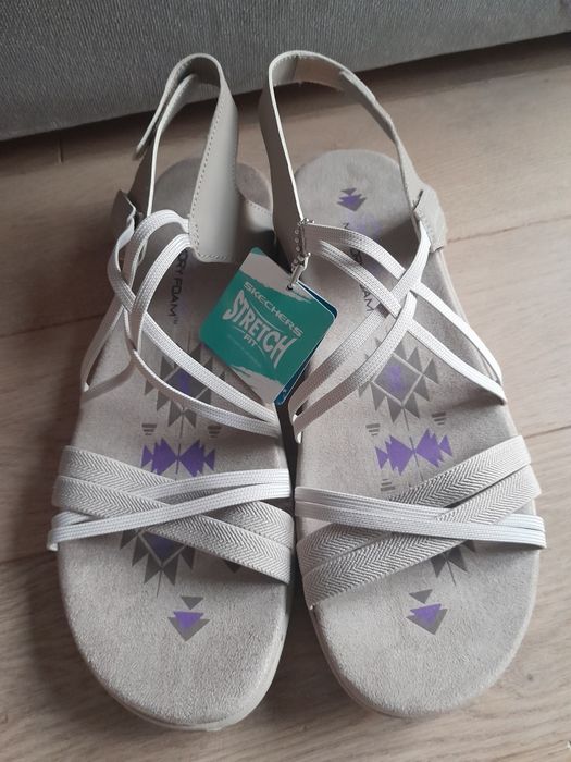 Skechers nowe sportowe beżowe sandały Reggae slim 163112/tpe takes 40