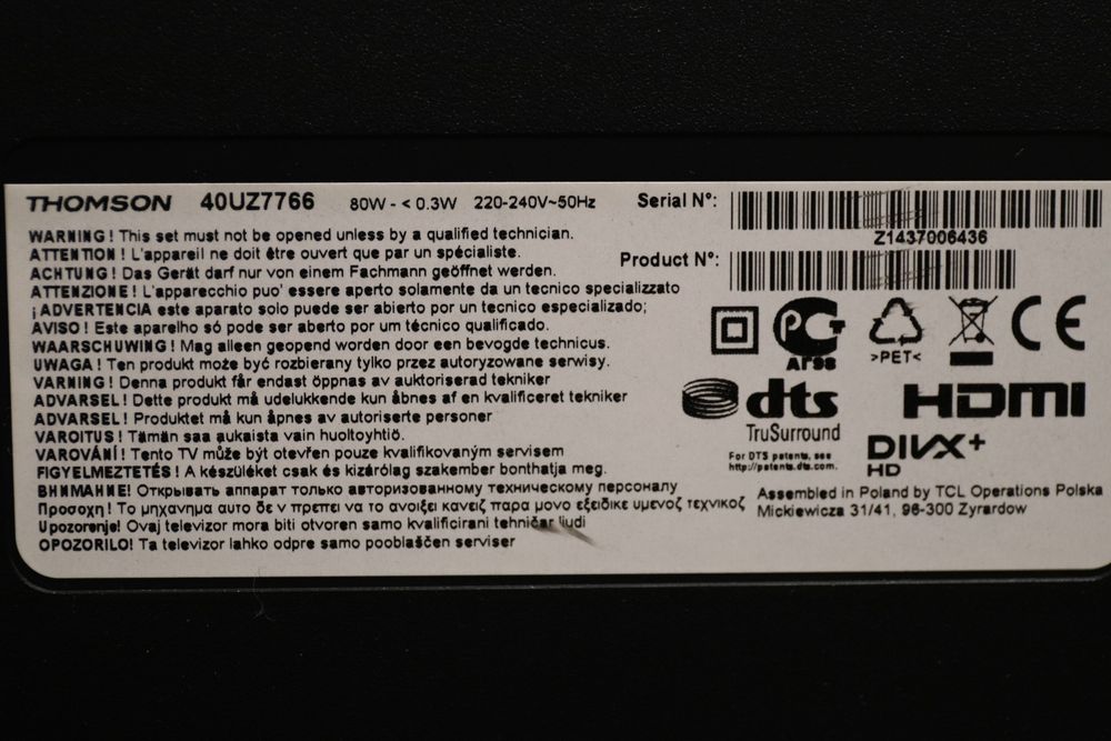 Thomson   40UZ7766  40  дюймов