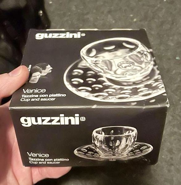 Чашка для кави Guzzini Venice скло 110мл + блюдце