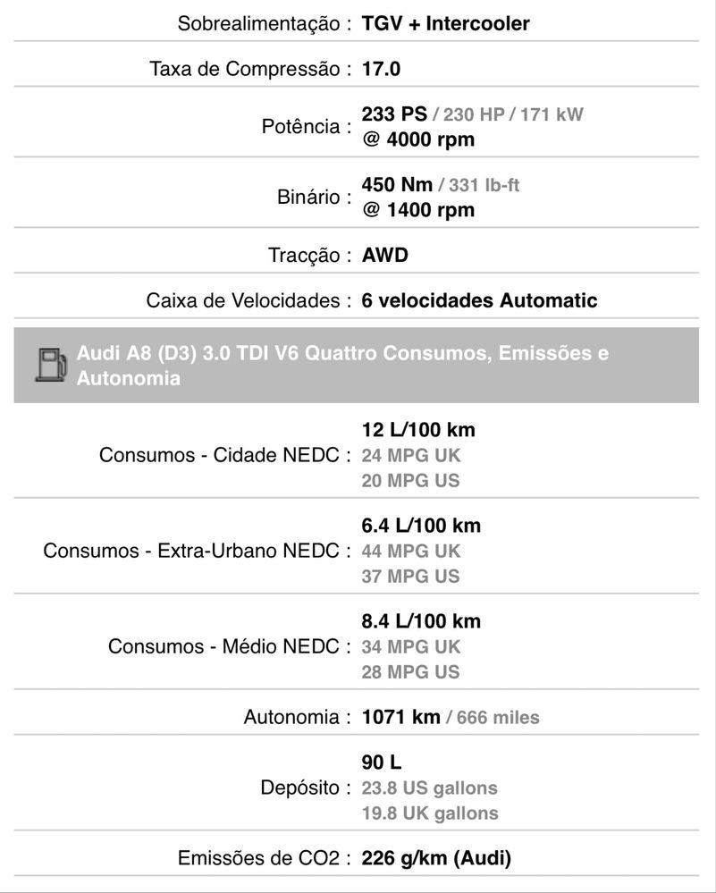 Audi A8 Quattro 3.0 V6 TDI ( IUC barato )