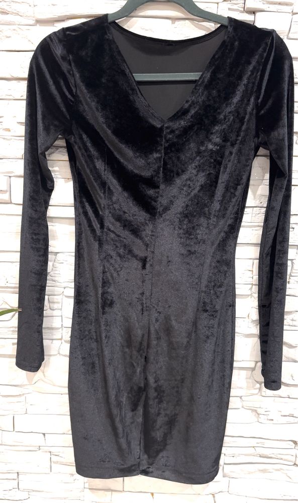 Sukienka welurowa czarna H&M r S