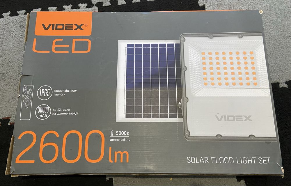 Автономний прожектор Videx Led 2600lm + сонячна панель