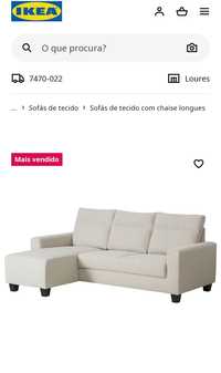 Sofá IKEA BOLLSTANAS 3 lugares, c/chaise longue
