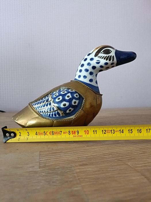 Mosiężno porcelanowa kaczka