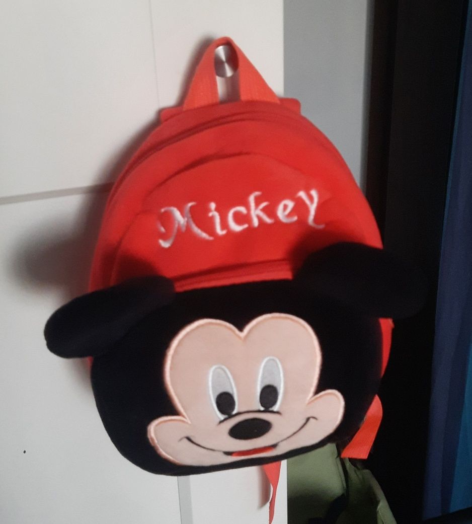 Plecak dziecięcy pluszowy  Mickey Mouse czerwony