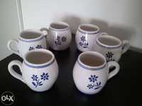 6 Canecas para chá-Cerâmica vidrada nos Açores-