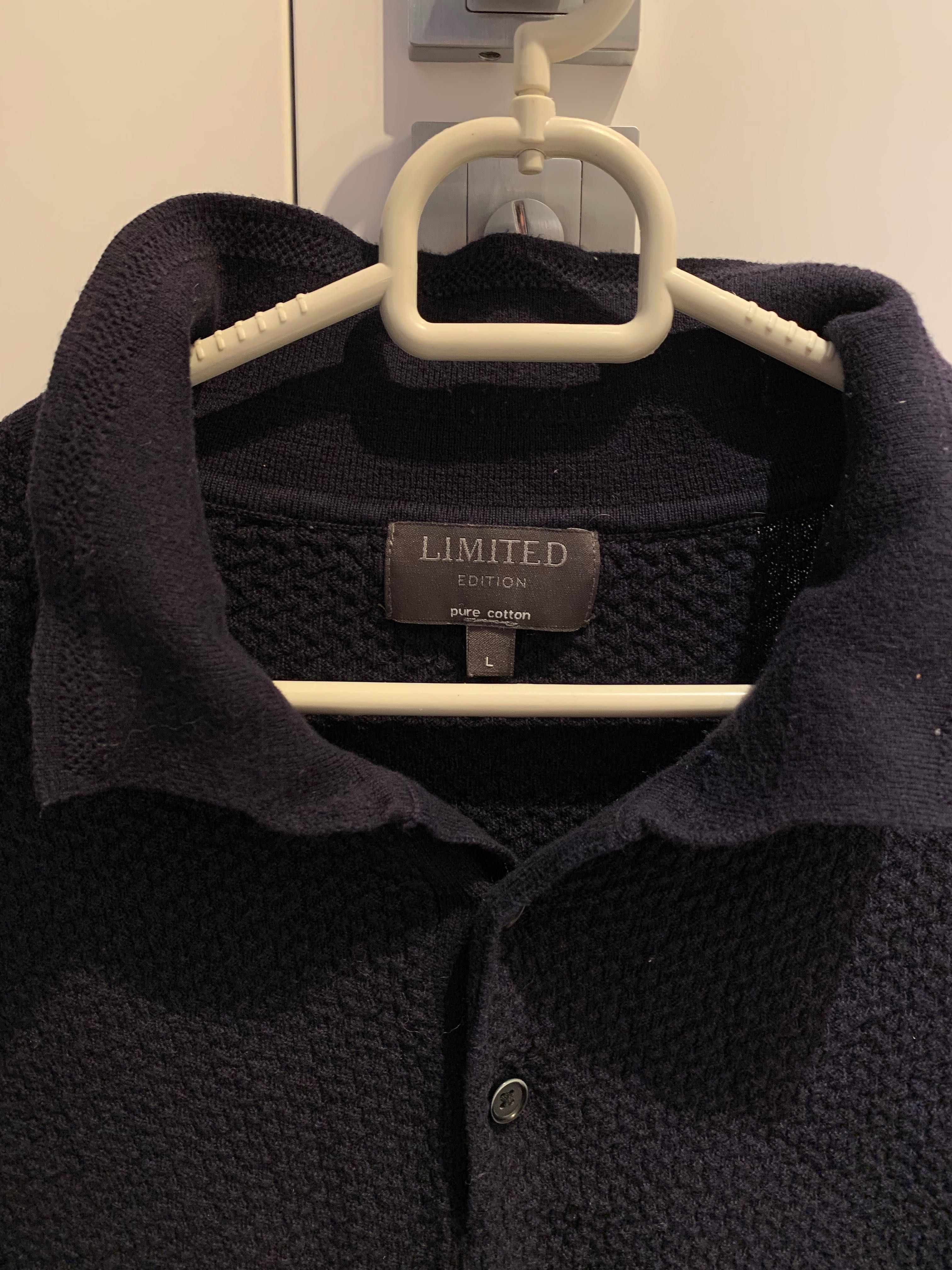 Sweter męski granatowy z kołnierzykiem