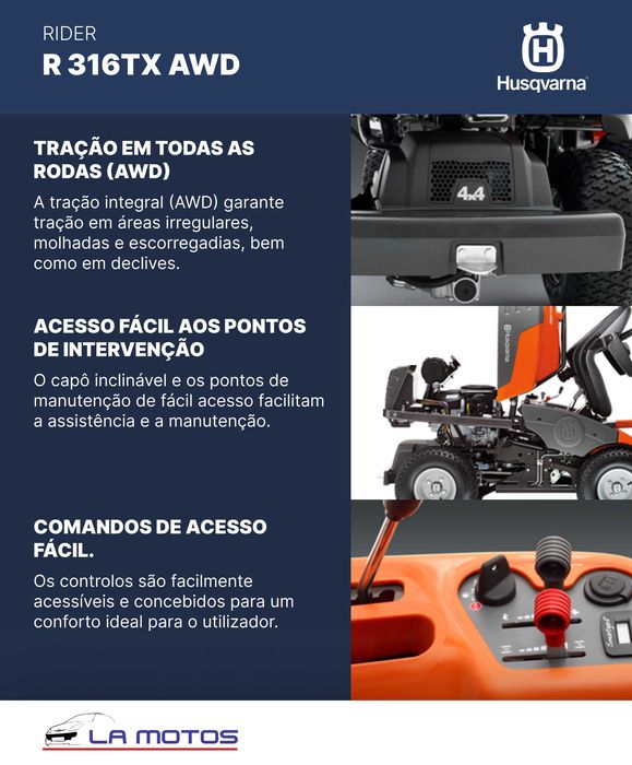 Rider corta relvas R316TX AWD