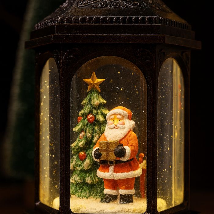Різдвяний сніжний світильник-декор «Ліхтар» з різдвяними мелодіями,usb