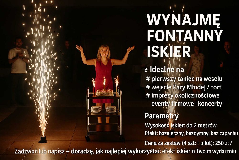 Wynajem fontann iskier 4 szt. – wesele, event