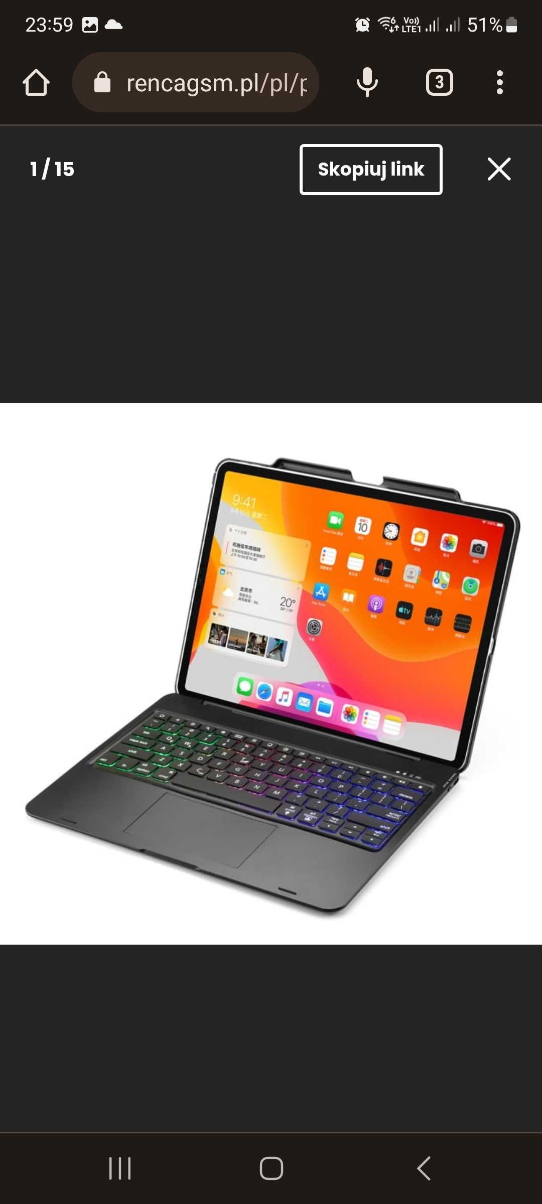 Case ipad pro 12.9 Keyboard klawiatura touchpad obudowa bluetooth