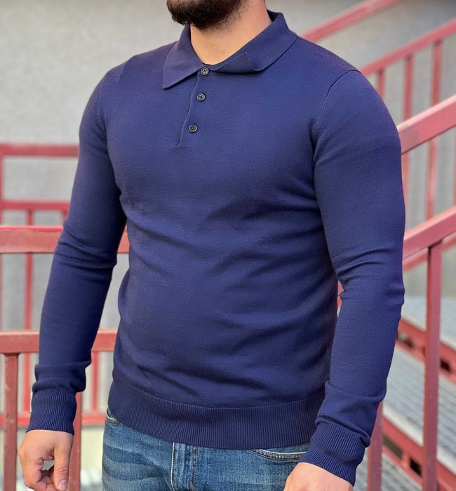 Чоловічі брендові поло з довгим рукавом