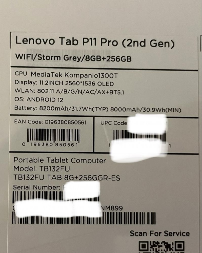 Lenovo Tab 11 Pro 2nd Gen - novo selado