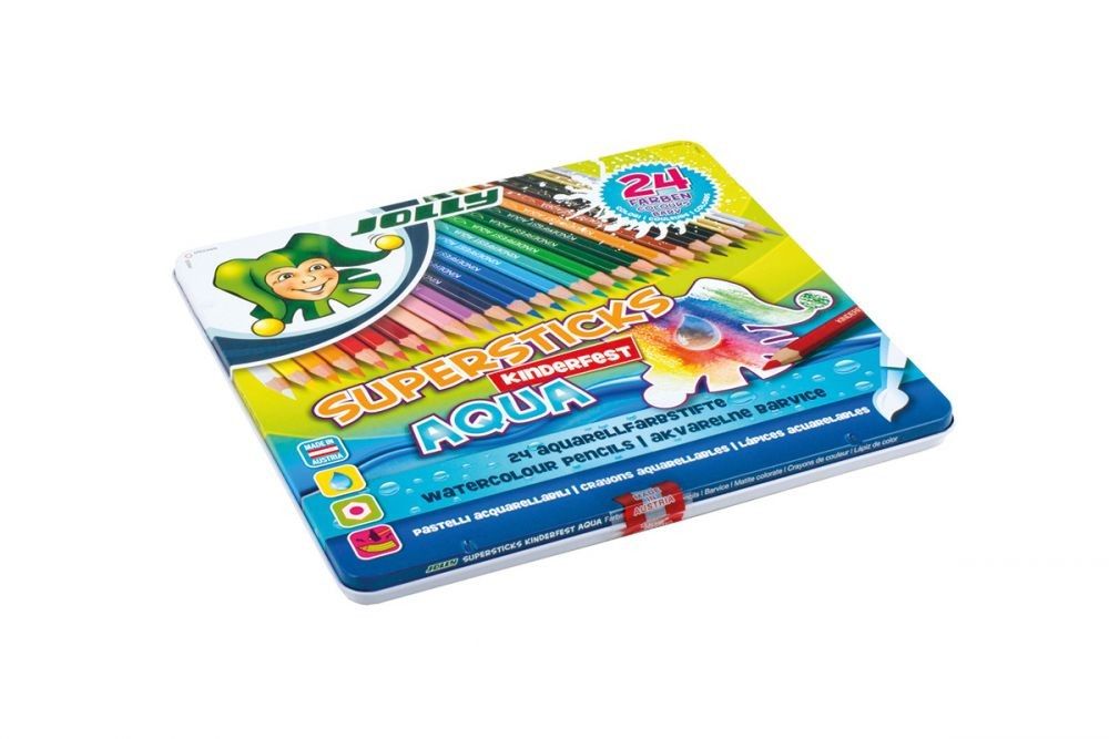 Kredki Supersticks Aqua 24 kolory w metalowym pudełku