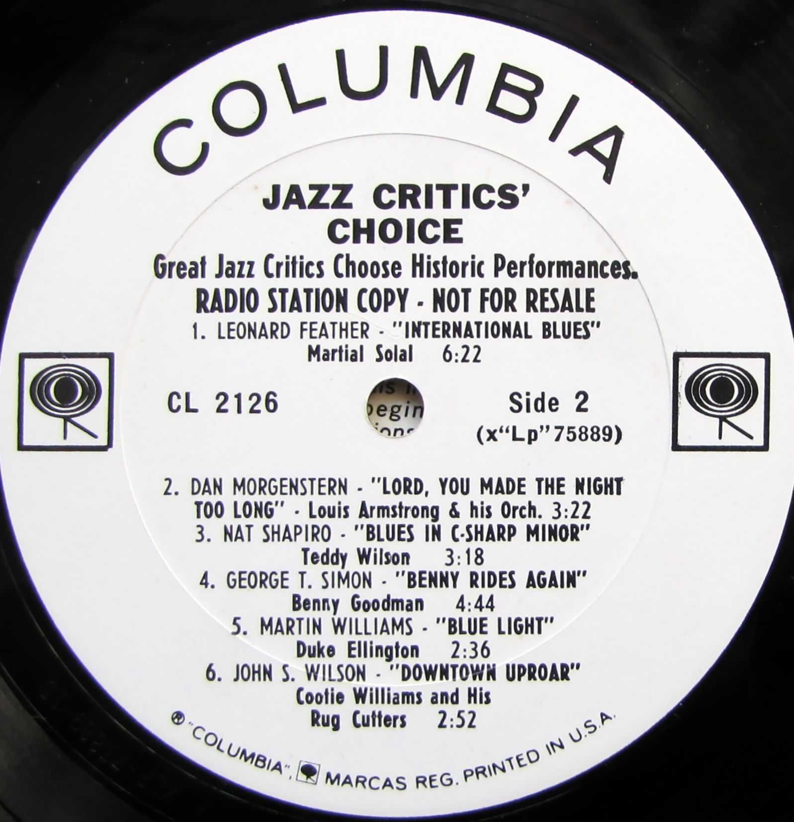 Jazz Critic's Choice ~ płyta vinyl ~ CL 2126 ~ stan bdb