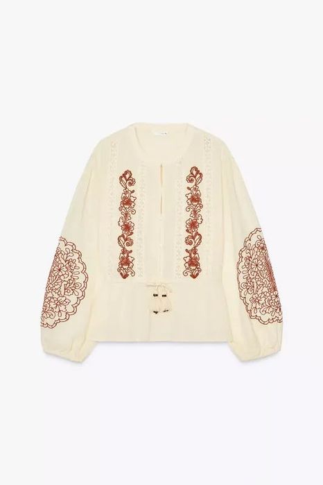 Блуза з вишивкою Zara, вишиванка розмір M/38-L