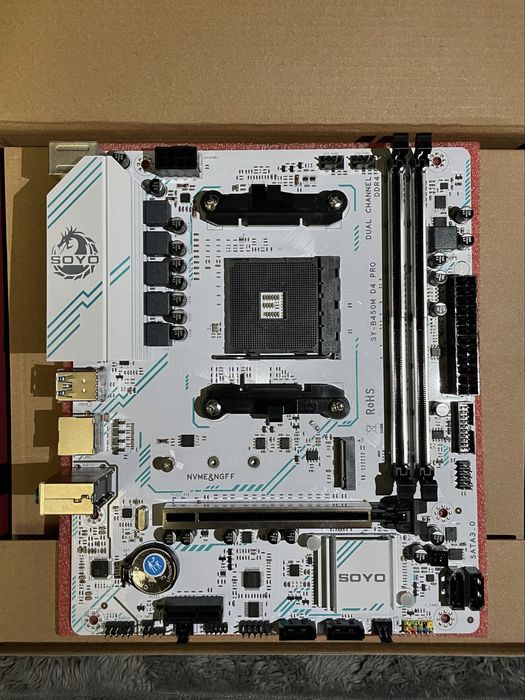 Материнская плата SOYO B450M AM4 Ryzen 1000-5000 DDR4 до 64 ГБ