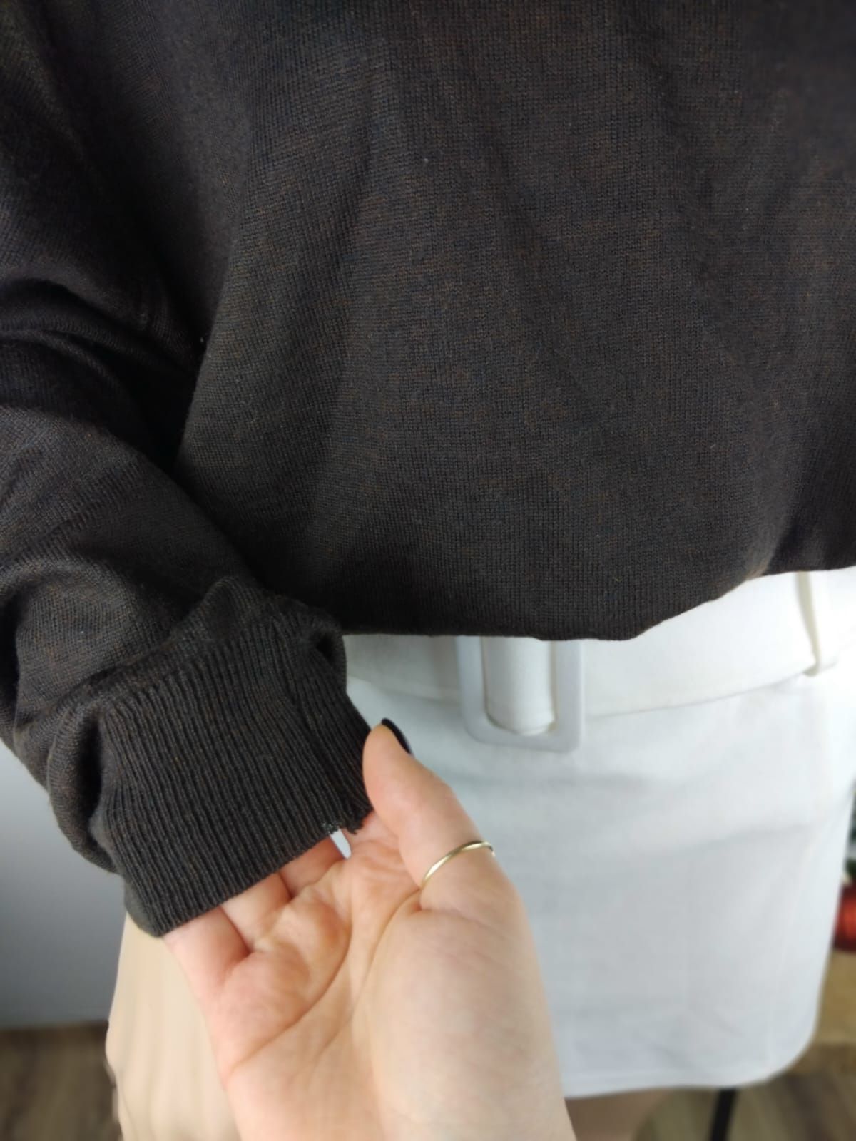 Wełniany sweter wełna woolmark sweterek ciepły dzianinowy kardigan